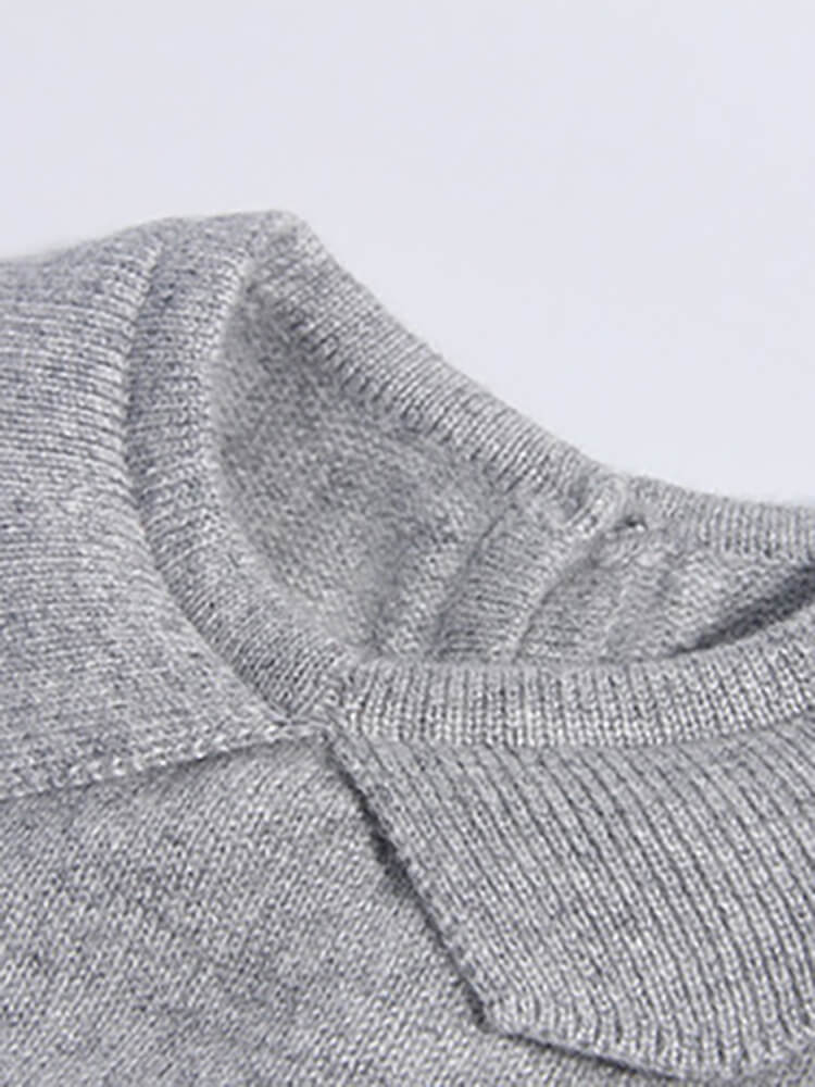 Kids Heather Grey Cashmere Sweater with Dog and Snowman Pattern